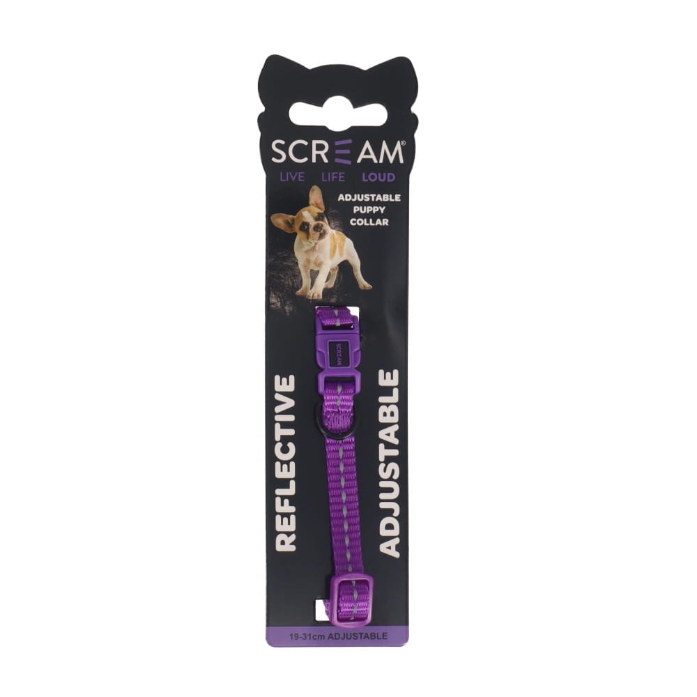 Scream Reflective Nylon Puppy Collar 19-31cm