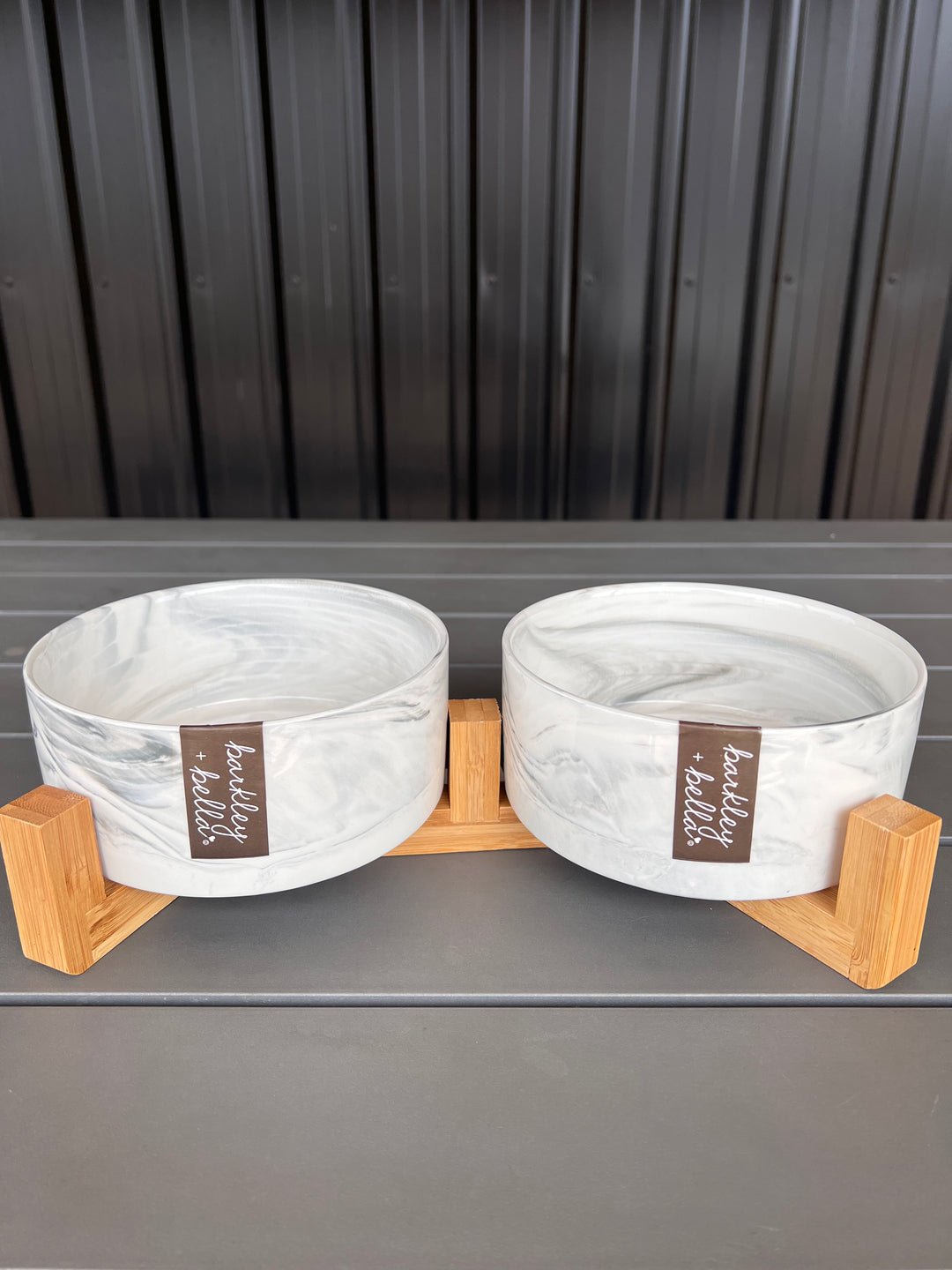Zen Ceramic Double Stand & Bowls 850ml White Marble