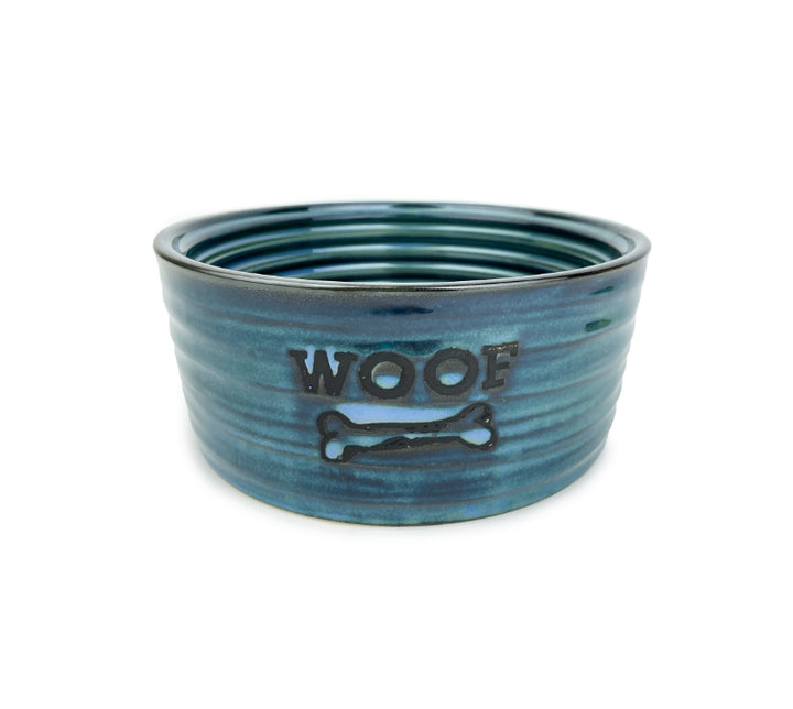 Barkley & Bella Ceramic Bowl Woof Glazed Blue