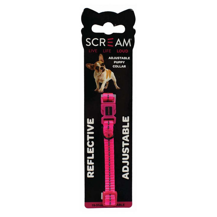 Scream Reflective Nylon Puppy Collar 19-31cm